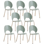 Stackable acrylic dining chair with open back and metal legs, armless design for modern dining rooms