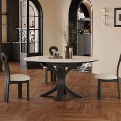 Luxury Sintered Stone Square to Round Convertible Telescopic Marbling Dining Table