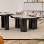 Round terrazzo coffee table with elegant design, perfect for adding sophistication to your living room