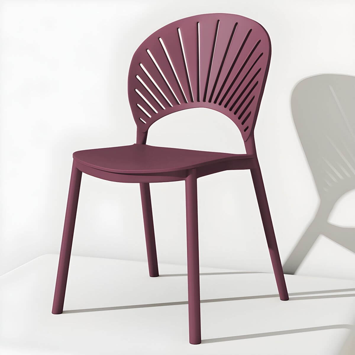 Scandinavian style plastic and acrylic side chair with low back for kitchen and dining