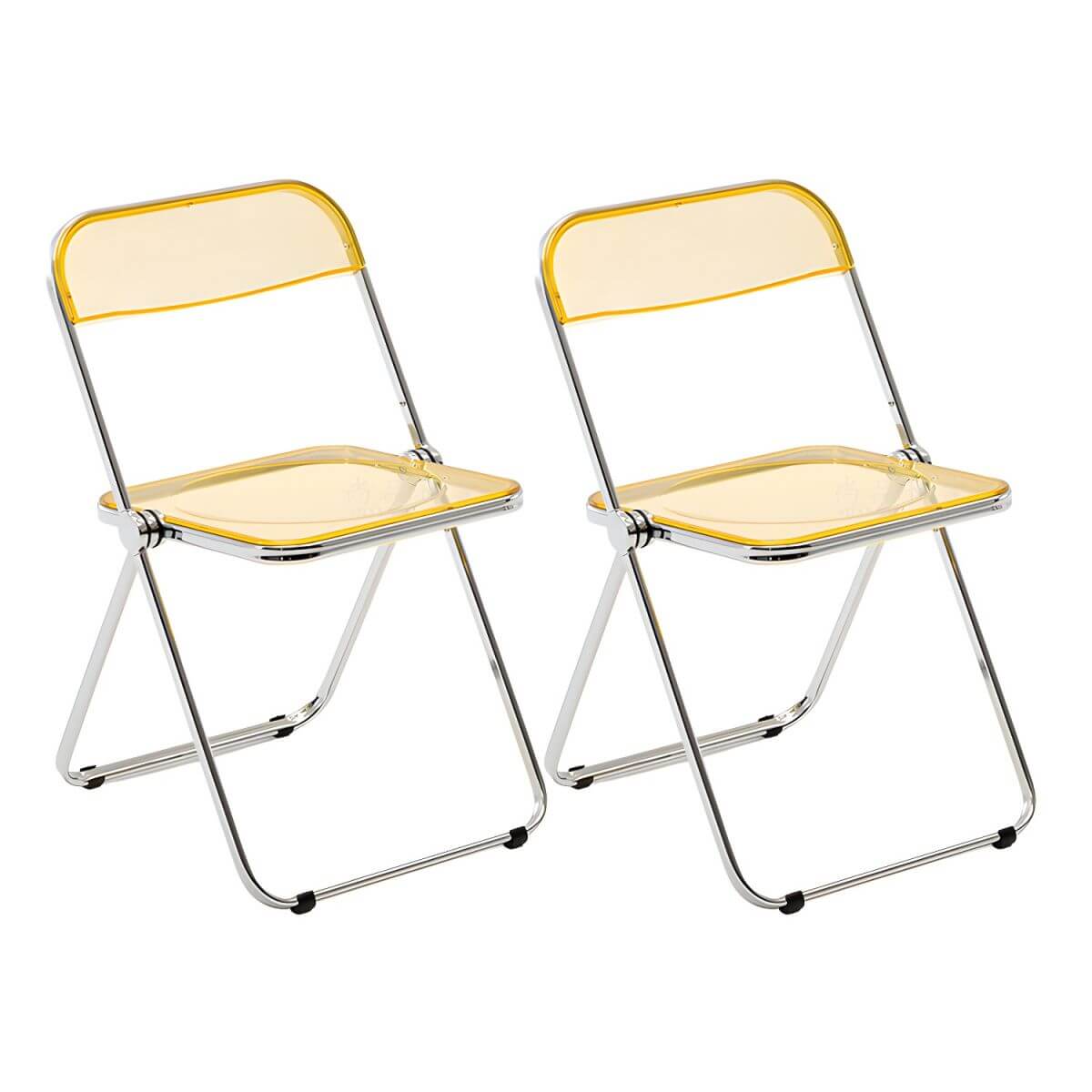 Scandinavian style dining chair with silver metal legs and plastic acrylic seat