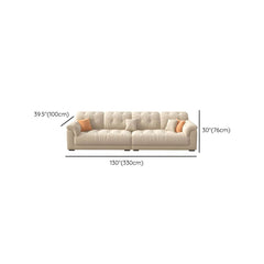 Modern Beige Polyester Blend Sofa with Tufted Back and Pillow Top Arm Sofa