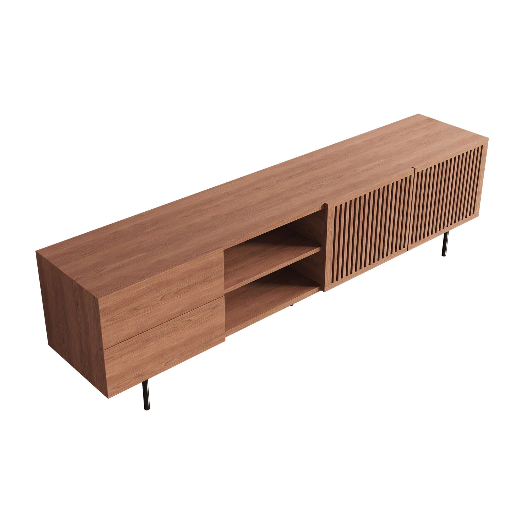 Media console TV stand with 2 drawers and 2 doors, suitable for TVs up to 78 inches