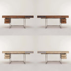 Danish Style Executive Desk, Walnut & Natural Finish