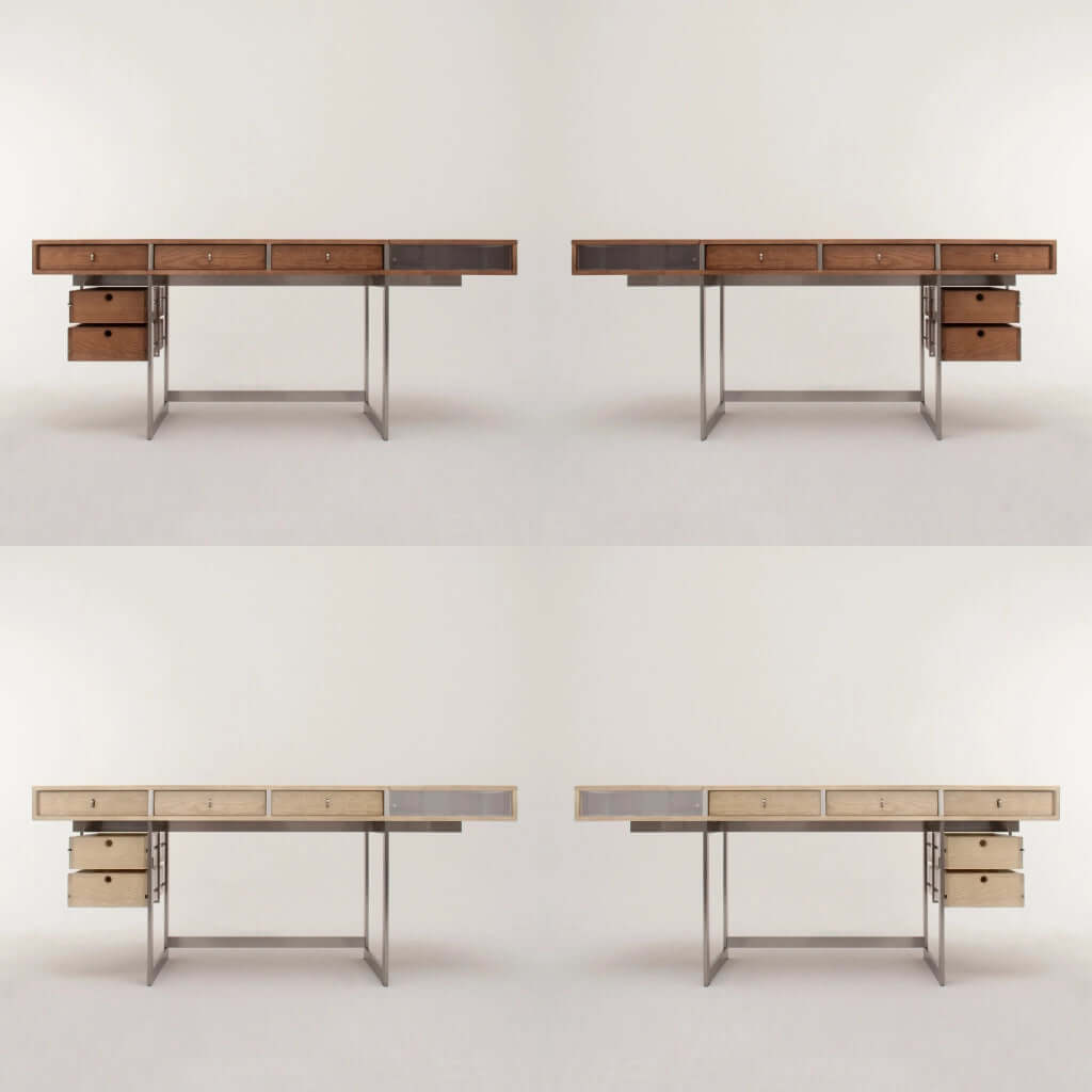 Danish Style Executive Desk, Walnut & Natural Finish