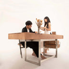 Danish Style Executive Desk, Walnut & Natural Finish