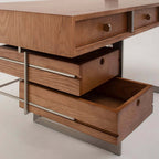 Danish Style Executive Desk, Walnut & Natural Finish