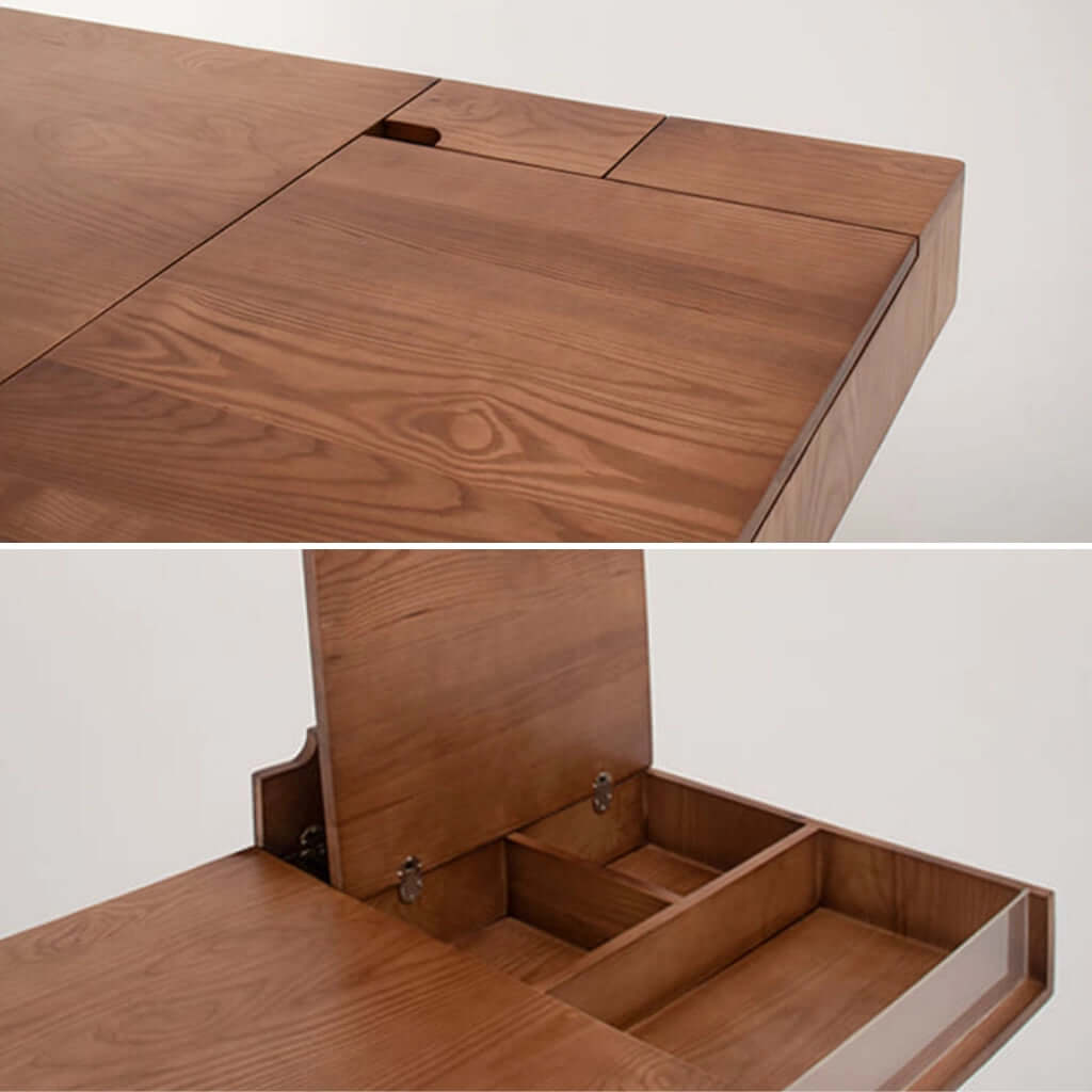 Danish Style Executive Desk, Walnut & Natural Finish