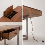 Danish Style Executive Desk, Walnut & Natural Finish