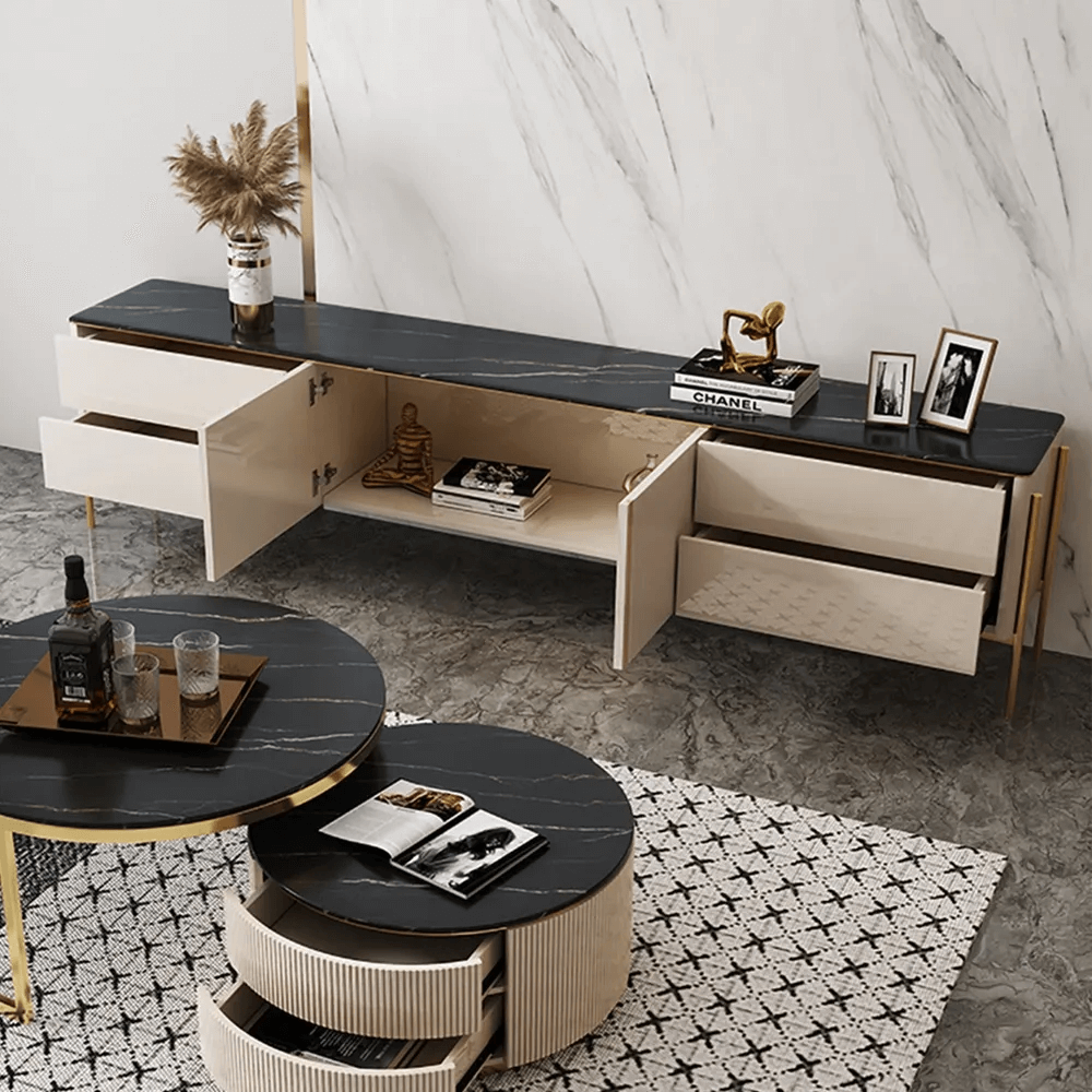 Modern light luxury rectangle TV stand with sleek design and ample storage space