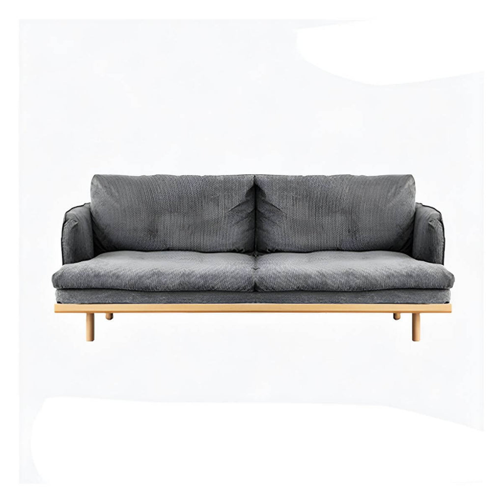 Modern polyester sofa settee with recessed arms and tight back, ideal for living room seating