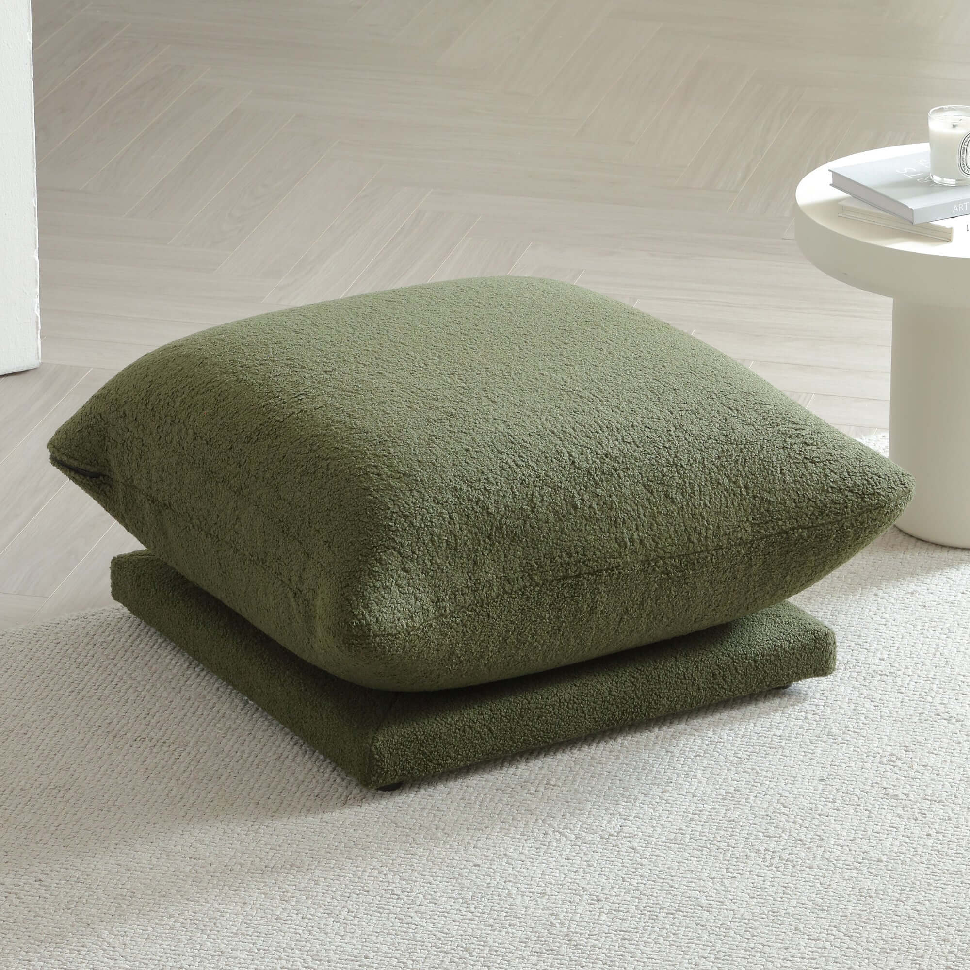 Oversized modern modular cloud sectional couch with lambswool fabric and chaise lounge