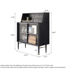 Black Side Cabinet Double Large Storages Sideboard