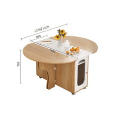 Elegant Round Folding Dining Table with Marble Texture - Space-Saving Design for Small Homes