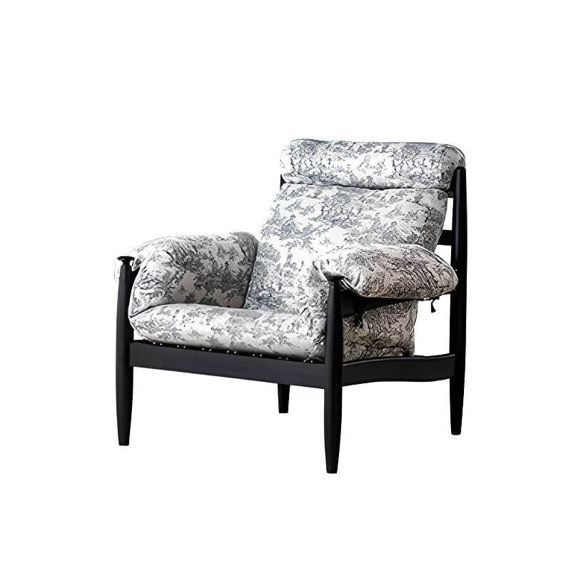Accent arm chair with fixed back and armrest, available in solid color, striped, and floral patterns