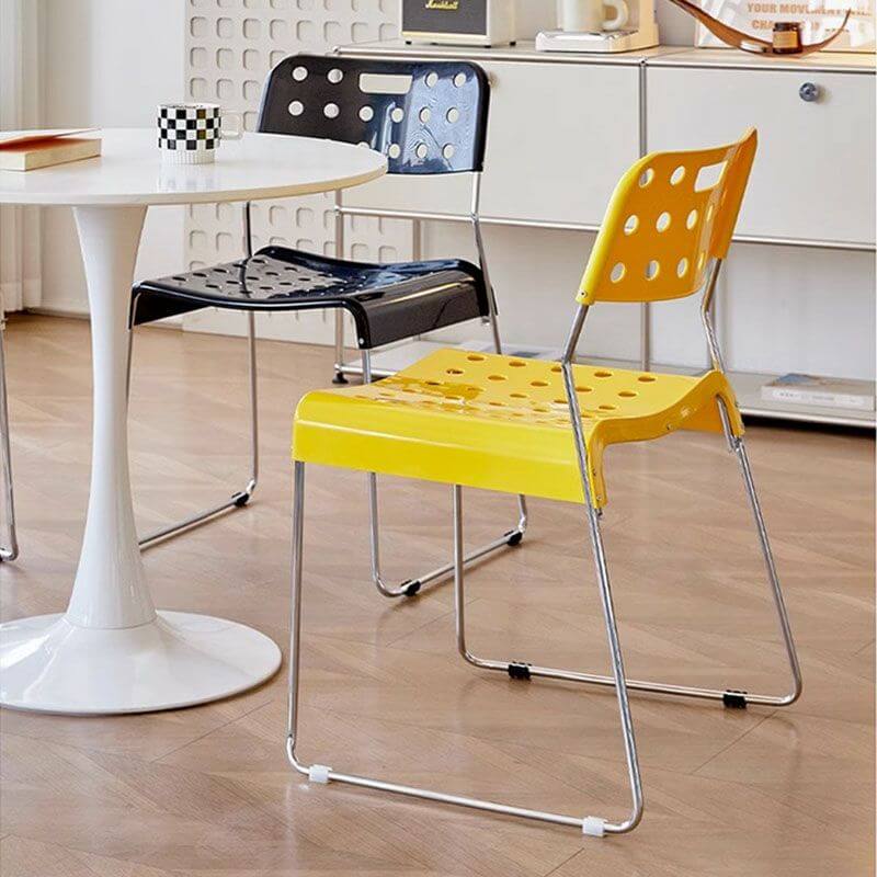 Stackable plastic and acrylic side chair for modern garden and dining use