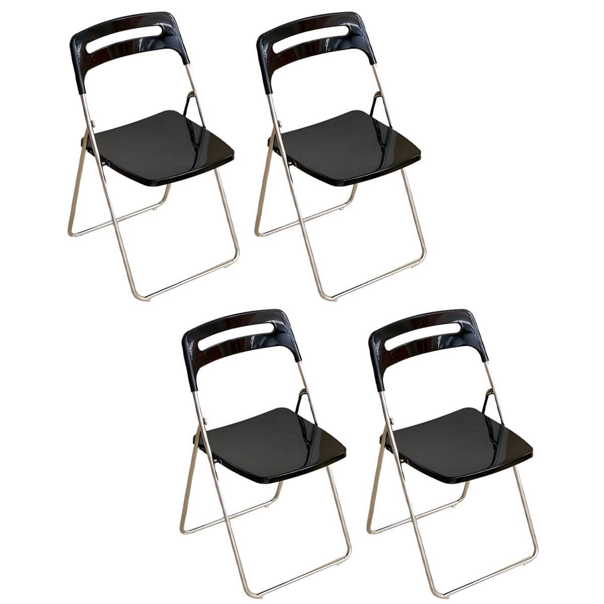 Modern collapsible open back side chair made of plastic and acrylic, ideal for kitchen and dining areas