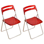 Modern collapsible open back side chair made of plastic and acrylic, ideal for kitchen and dining areas