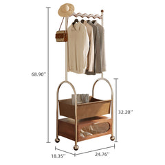 Mobile Freestanding Clothes Rack Bottom Storage Multi-functional Garment Organizer