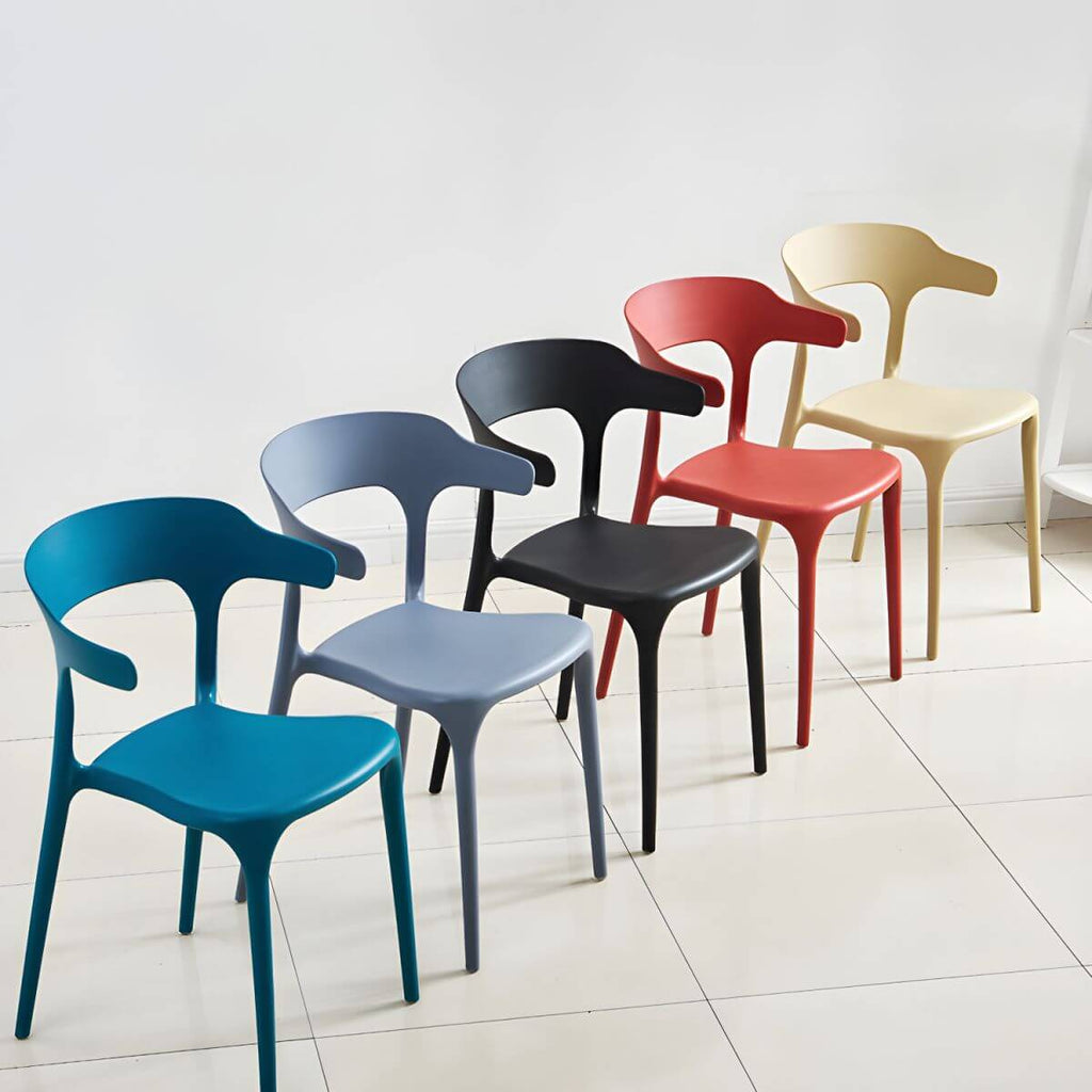 Acrylic Nordic dining chair with backrest and armrests, featuring clear acrylic legs