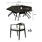 Black folding conference table with 360-degree casters for flexible workspace setups