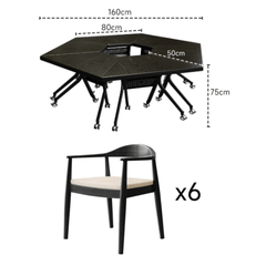 Sleek Black Folding Conference Table with 360° Casters - Ideal for Dynamic Workspaces