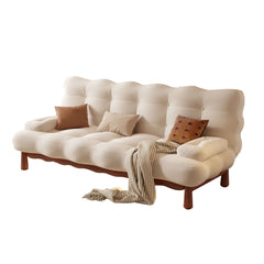 Modern Romantic Convertible Sleeper Beige Sofa Bed