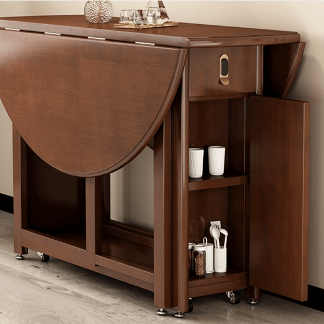 Solid wood folding dining set with smooth surface, easy mobility, and stable design