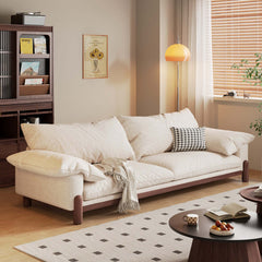 Wooden Three-Seater Sofa with Armrests – Oversized Comfort and Style