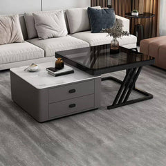 Square Steel Frame Modern Nesting Coffee Tables Set with Small Table, 2-Piece Collection Coffee Tables