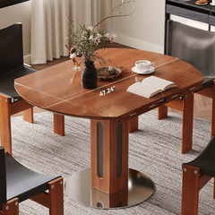 Solid Wood Square to Round Convertible Foldable Dining Table