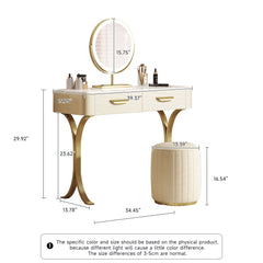 Luxury Vanity Set Makeup Table with 2 Drawers & Mirror & Stool