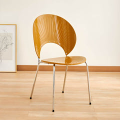 Scandinavian Style Stackable Plastic & Acrylic Side Chair with Silver Legs Dining Chairs