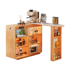 Expandable Solid Wood Bar Table with Mobile Island