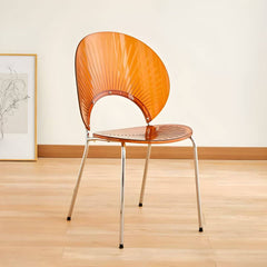 Scandinavian Style Stackable Plastic & Acrylic Side Chair with Silver Legs Dining Chairs
