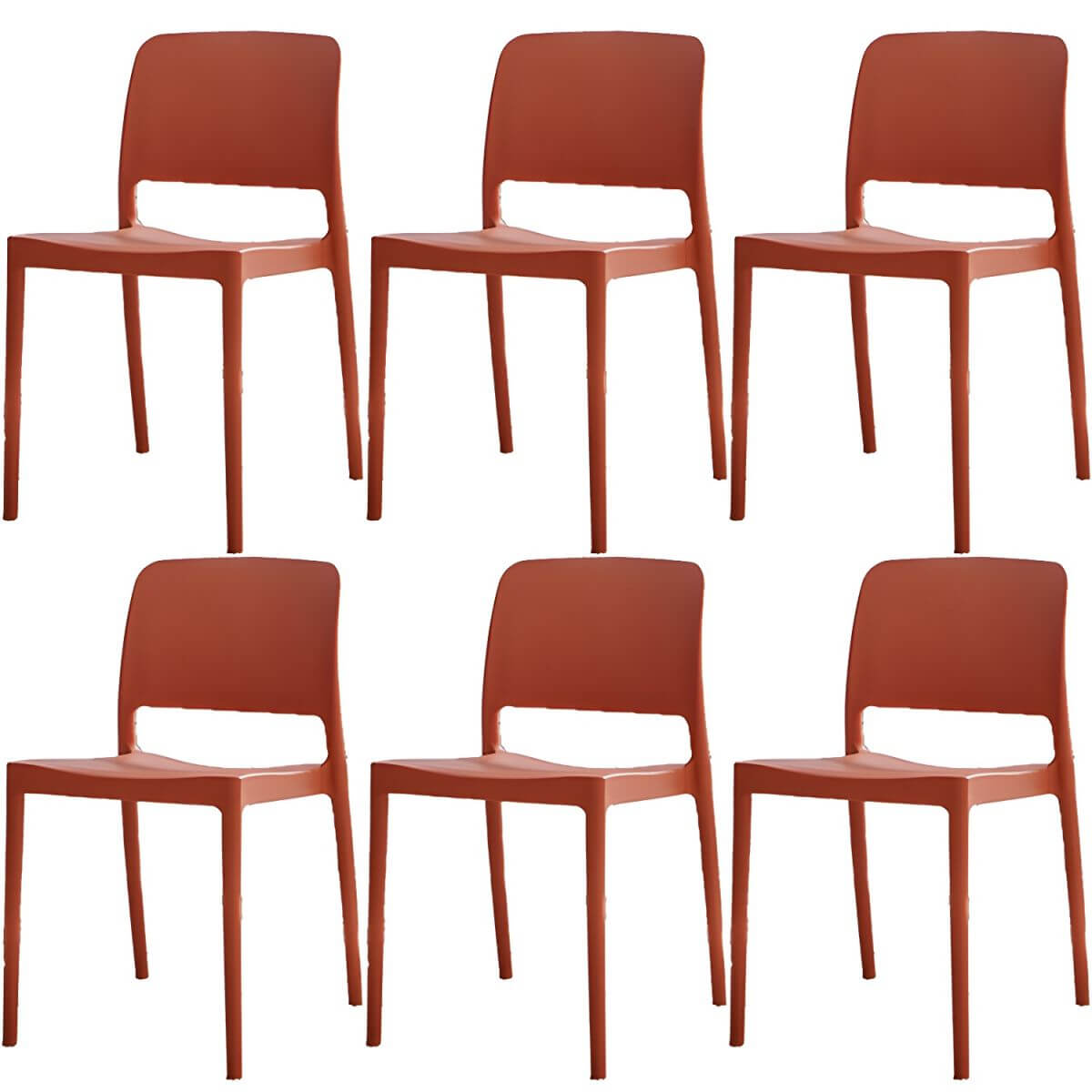 Scandinavian plastic and acrylic dining chair with low backrest and armless design
