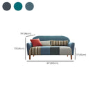 Farmhouse wood sofa with patchwork polyester blend upholstery and foam seat fill