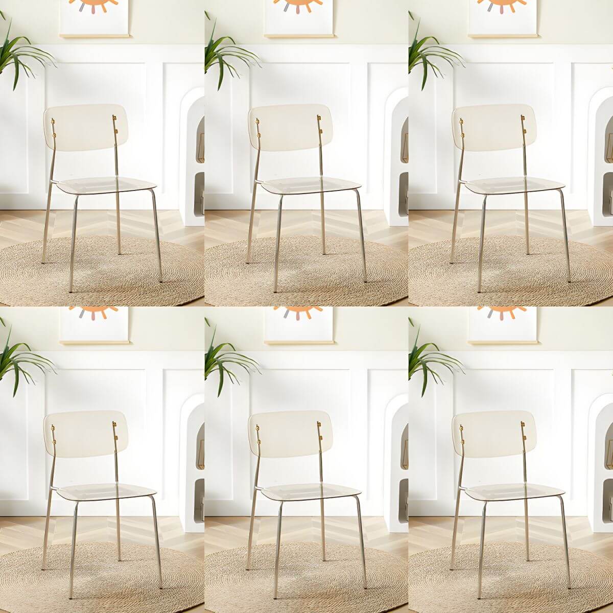 Transparent acrylic dining chair with modern design, perfect for living room and kitchen seating