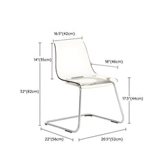 Scandinavian Style Plastic & Acrylic Side Chair Silver Legs Non-Upholstered Chair Dining Chairs
