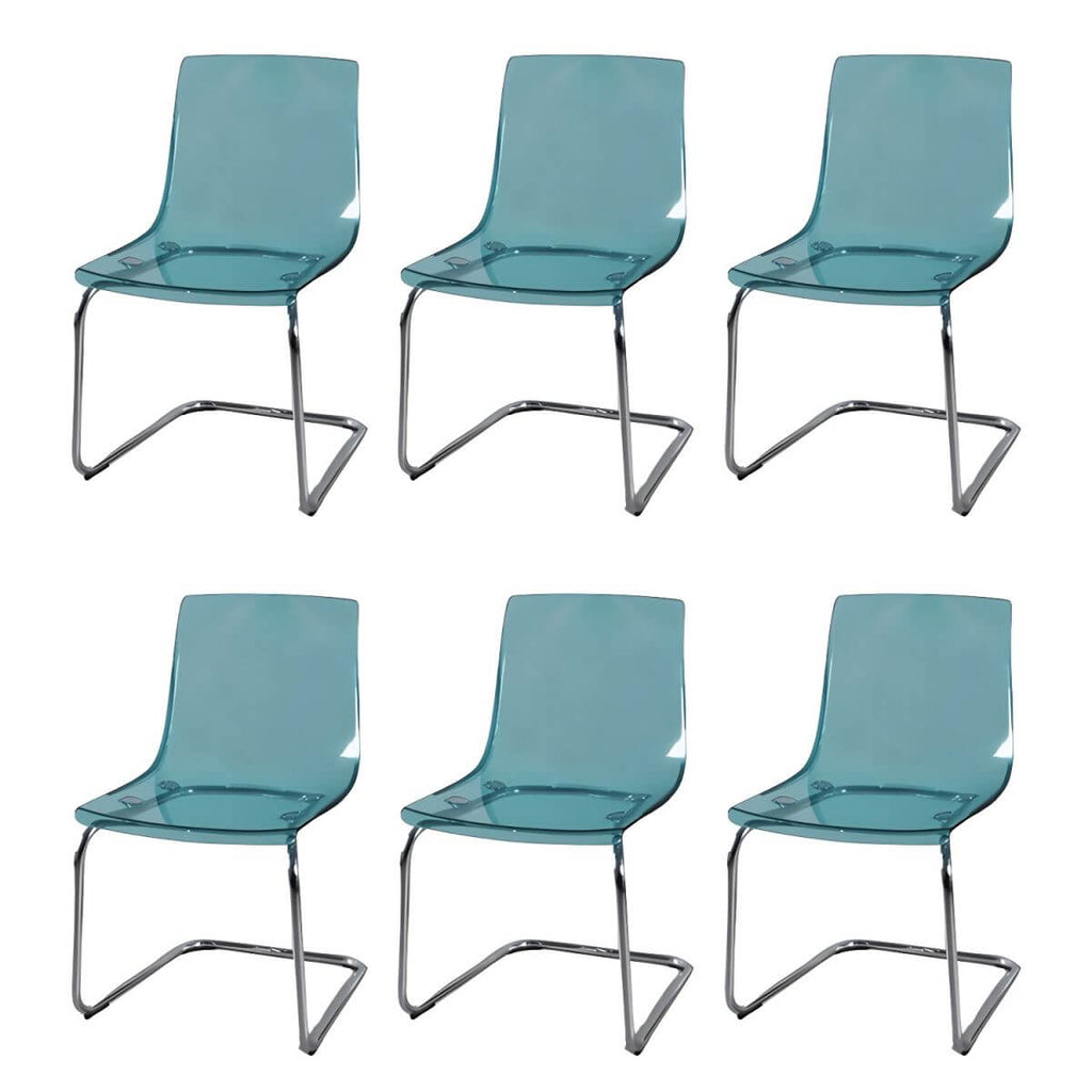 Scandinavian style low back side chair made of plastic and acrylic, ideal for kitchen and dining areas