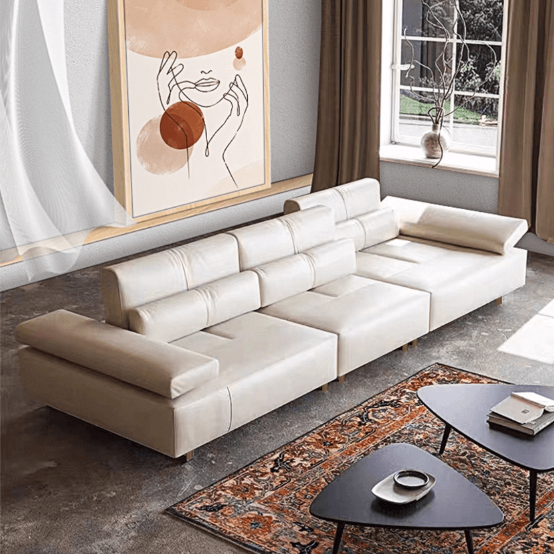 Cream white ergonomic sofa with transformable comfort and contemporary design