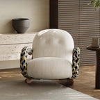 Designer Rocking Chair with Cherry Wood Base and Floral Fabric