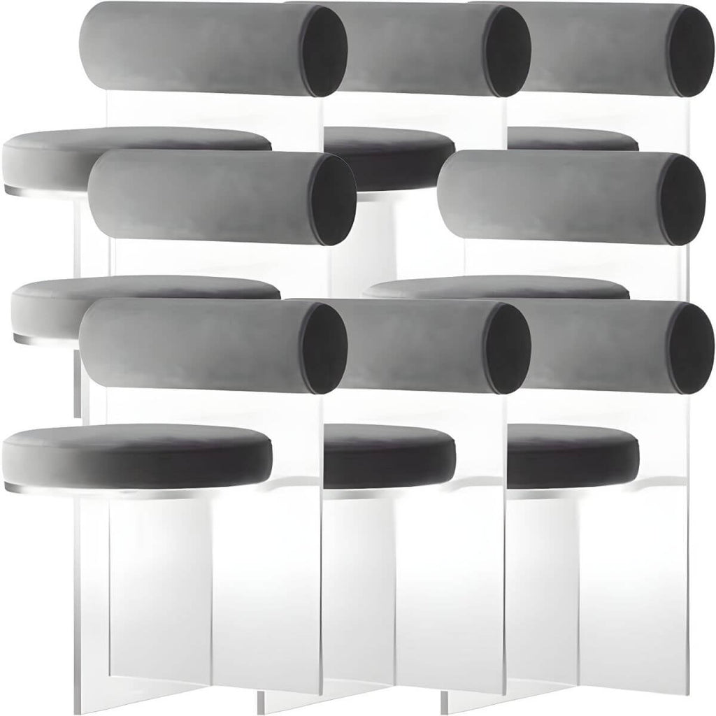 Acrylic contemporary dining chair with solid back, perfect for modern dining rooms