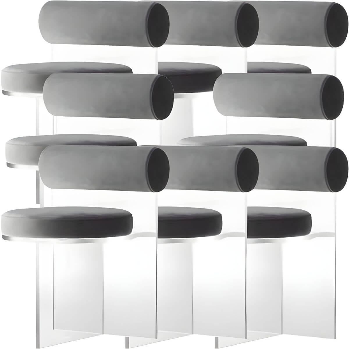 Acrylic contemporary dining chair with solid back, perfect for modern dining rooms