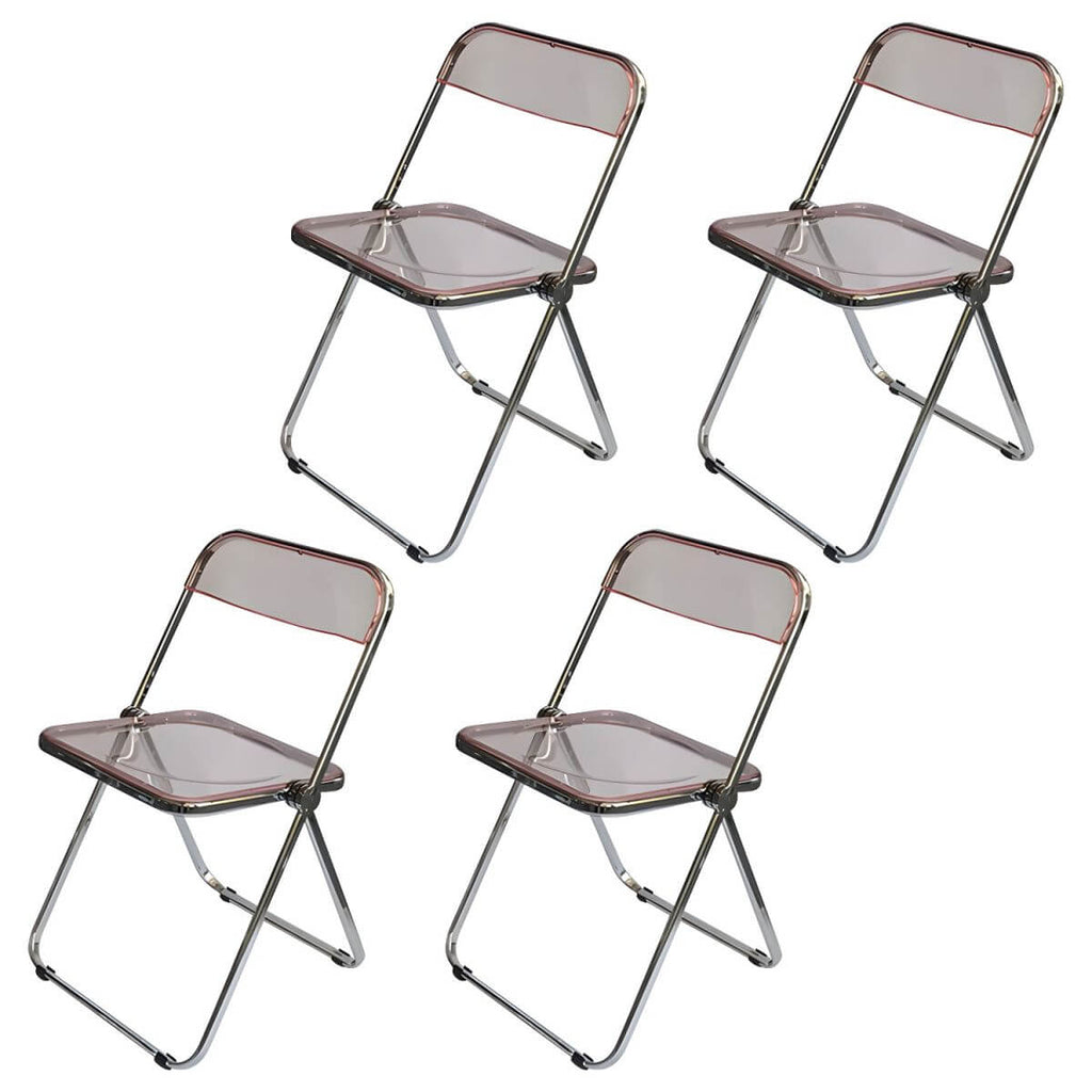 Contemporary acrylic folding armless chair with open back, ideal for dining rooms