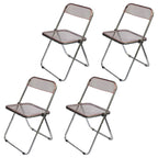 Contemporary acrylic folding armless chair with open back, ideal for dining rooms