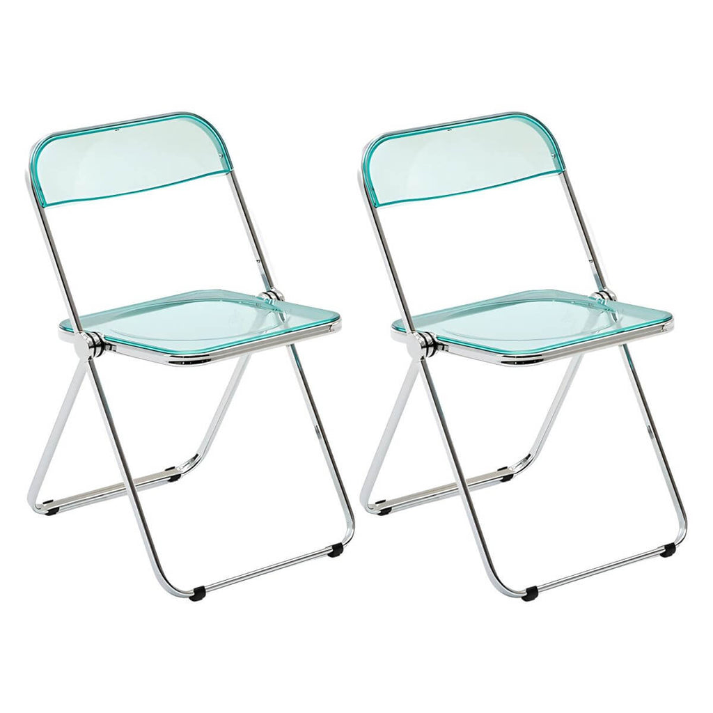 Scandinavian style dining chair with silver metal legs and plastic acrylic seat