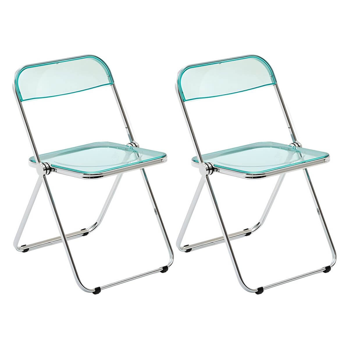 Scandinavian style dining chair with silver metal legs and plastic acrylic seat