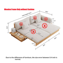 Modern Wooden Pull-Out Sofa Bed Frame Only without Cushion