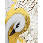 Diptych Swan Mother of Pearl Wall Art with Gold Relief Texture